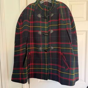 Talbots woman Plaid Cape Coat with Toggle Buttons